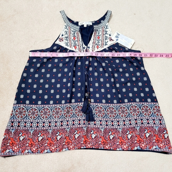 NEW Jolt Tassel Crochet Accent Tank Top Geometric Paisley Print Womans Size M - Picture 5 of 10